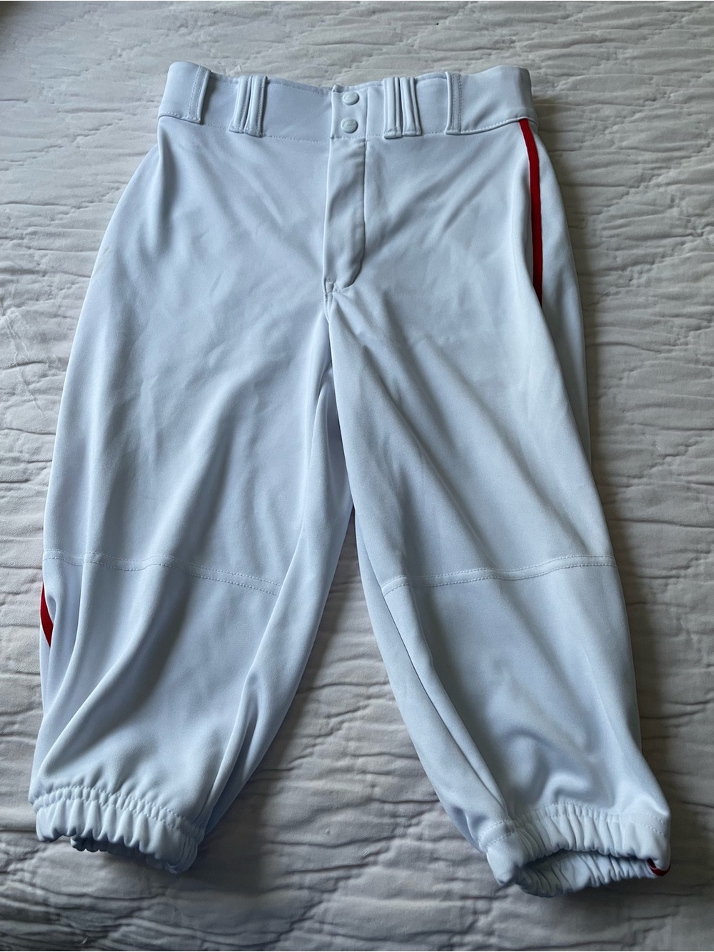 Men’s White Baseball Pants with Red Trim
